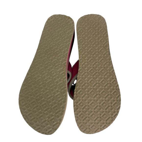 Tory Burch Wilhelm Pink Tan Wedge Flip Flops Platform Sandals Women's 8M - Picture 9 of 11